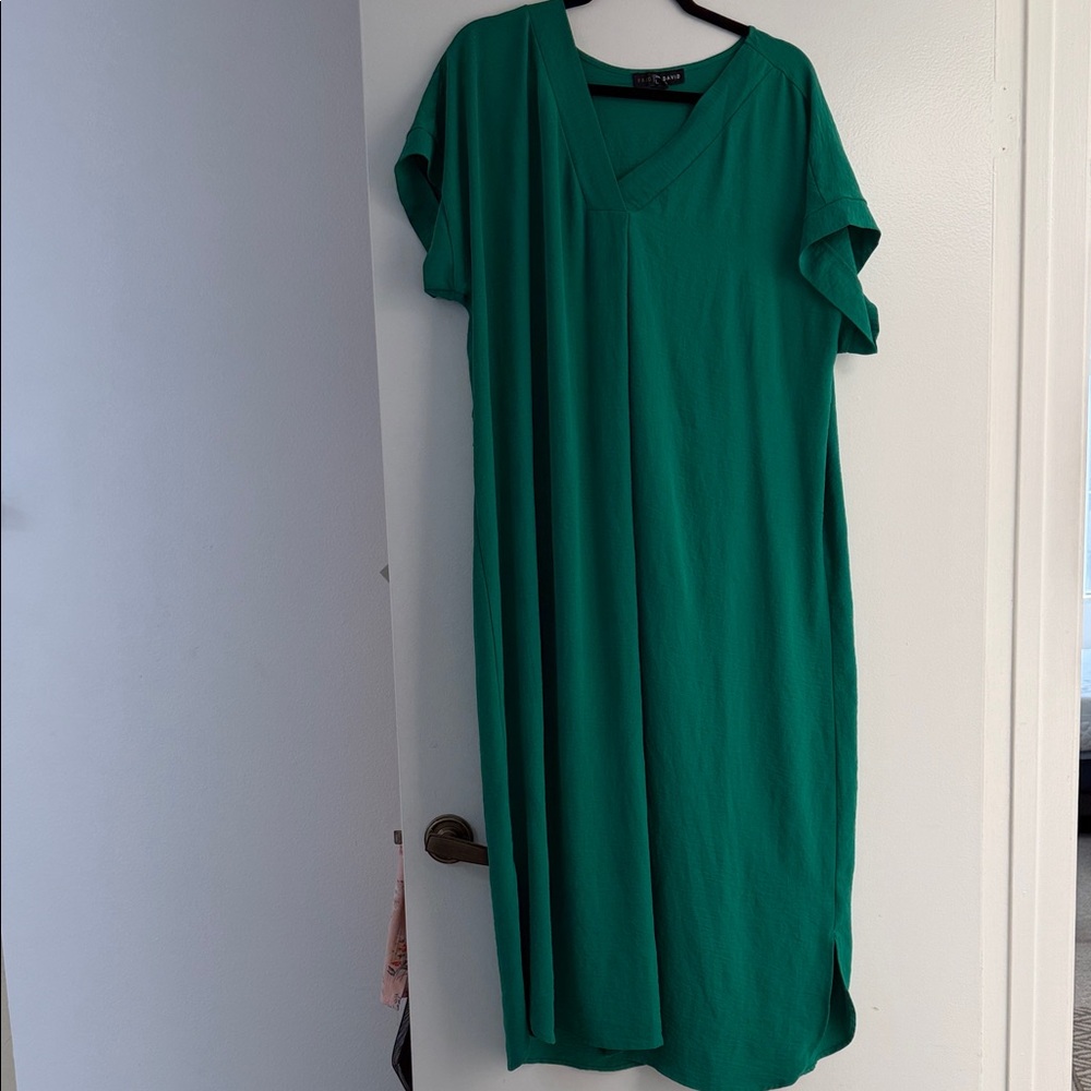 Fred David Green V-Neck Dress